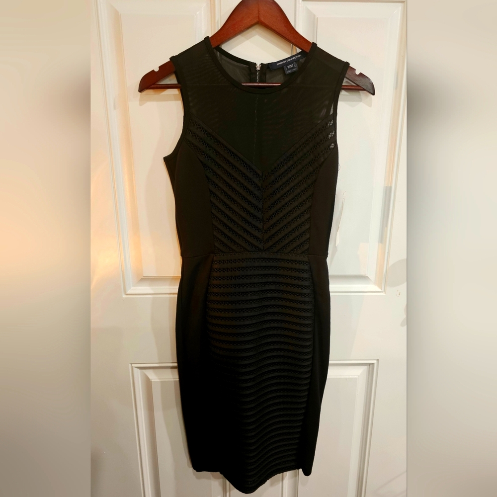 French Connection Black Textured Mini Dress